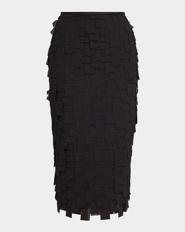 Dita Geometric Fringe Midi Pencil Skirt